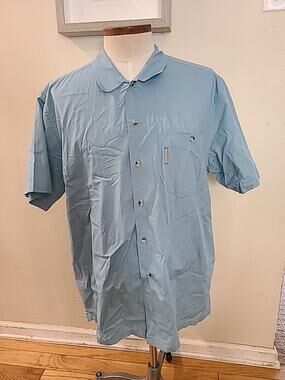 Columbia Short Sleeve Button Down Shirt Mens Size XL Teal Ocean Blue